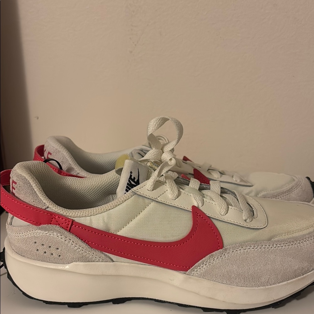 White and Pink Athletic Sneakers